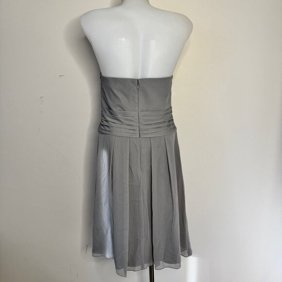 NWT David's Bridal F14847 Short Crinkle Chiffon Dress Front Cascade Mercury 10 - Picture 3 of 14
